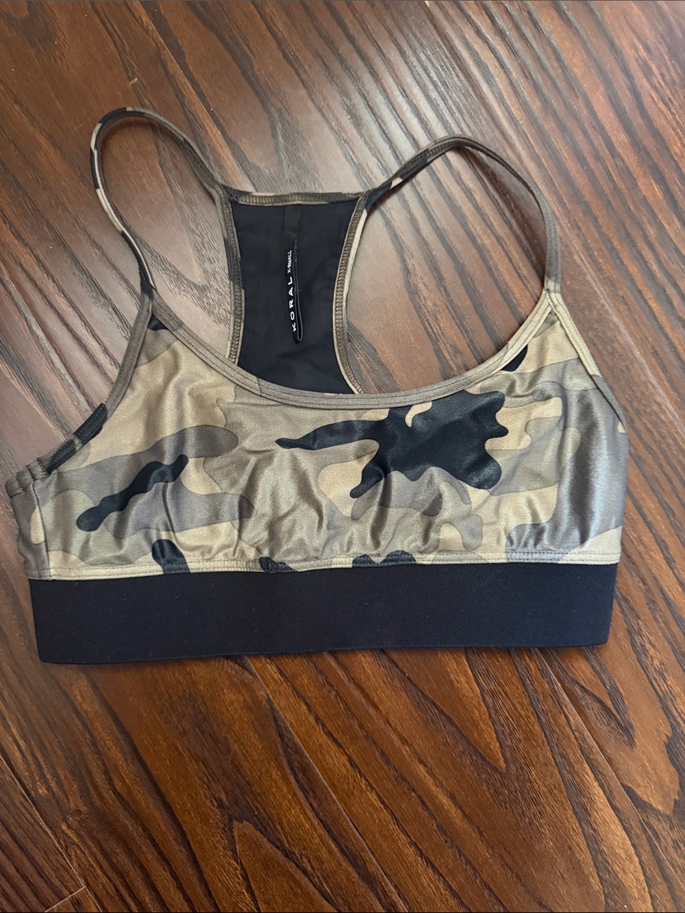 Koral Camo Sports Bralette in Olive and Black